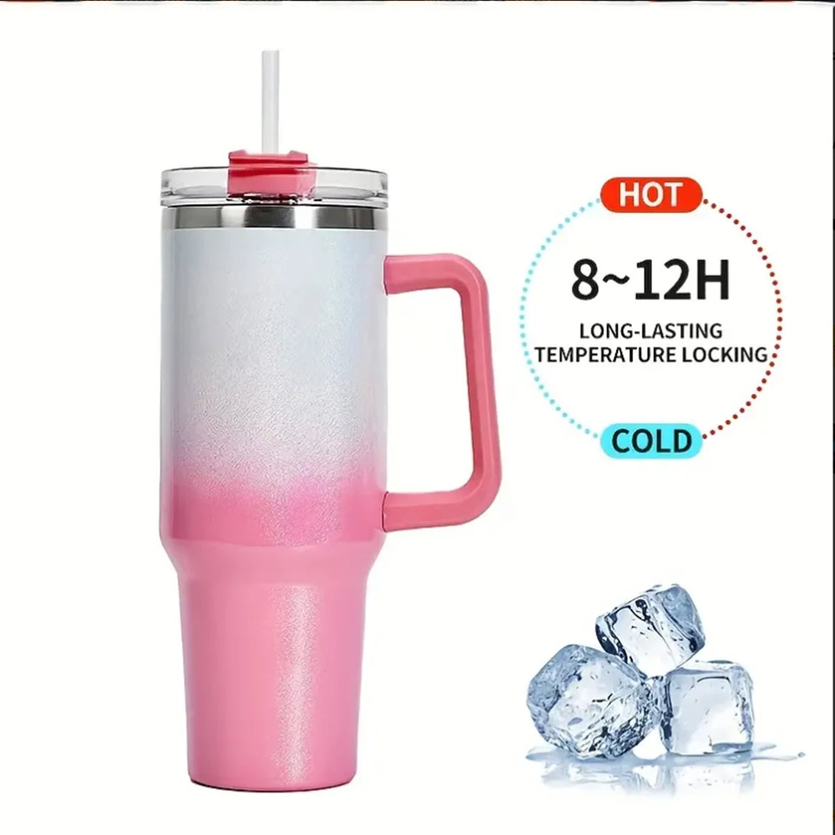 40oz Mug Tumbler With Handle Insulated Tumbler With Lids Straw Stainless Steel Coffee Tumbler Termos Cup for Travel Thermal Mug