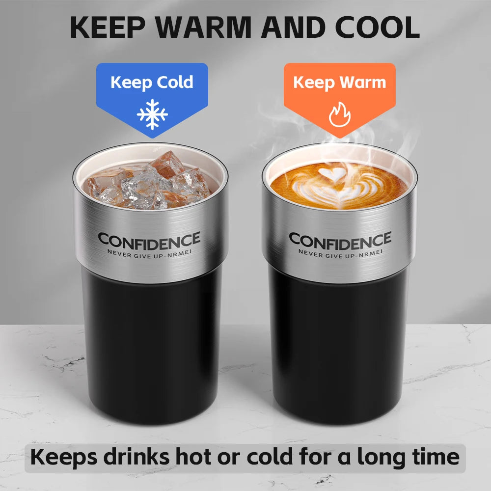 Insulated Coffee Travel Tumbler 16 oz, Ceramic liner Coffee Cup Outdoor Portable Coffee Bottle Capacity 480ML,Keep Hot for 12H