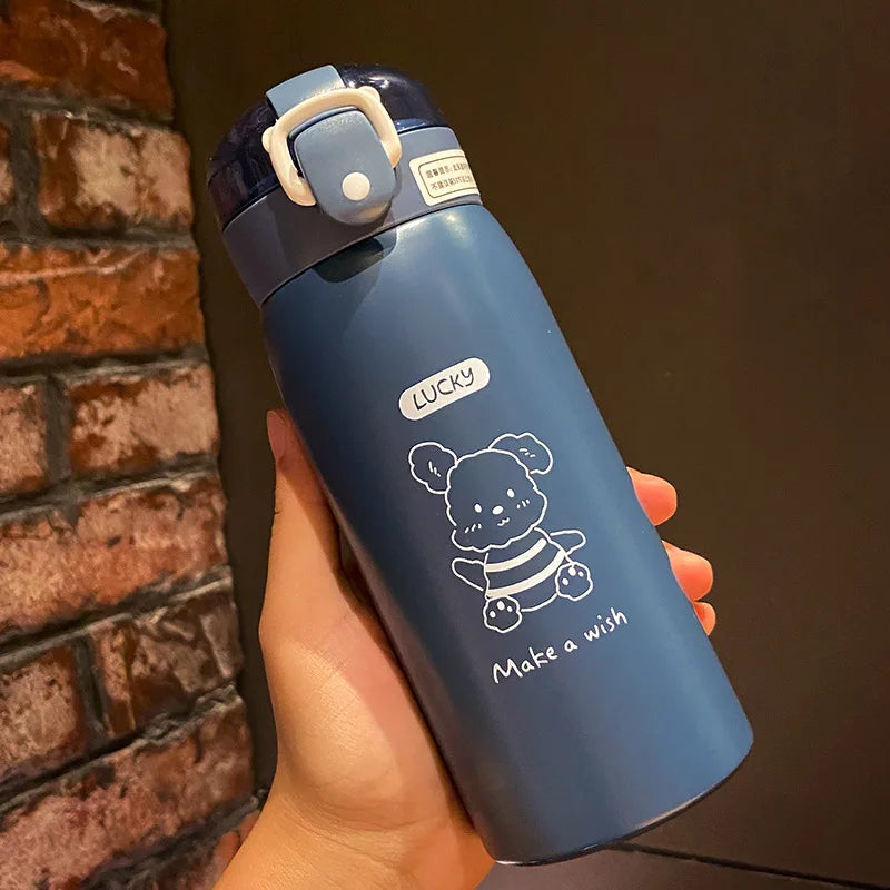 350ml Student Portable Thermal Water Bottle Children Insulated Cup Kids Stainless Steel Straw Water Thermos Mug vacuum flasks
