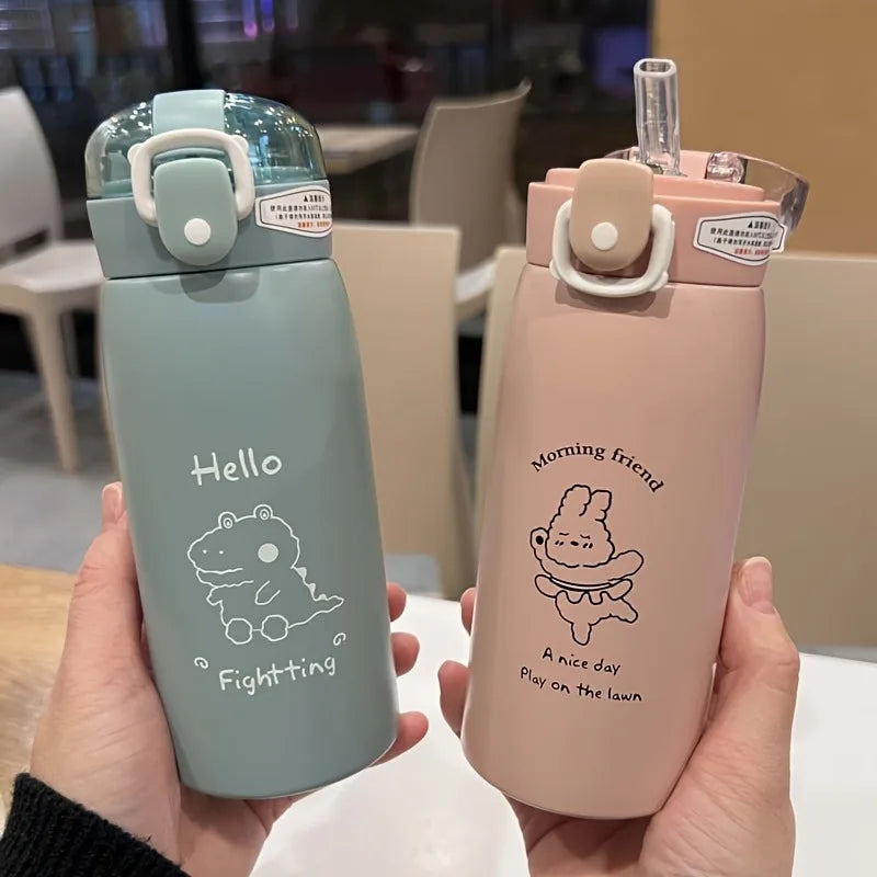 350ml Student Portable Thermal Water Bottle Children Insulated Cup Kids Stainless Steel Straw Water Thermos Mug vacuum flasks