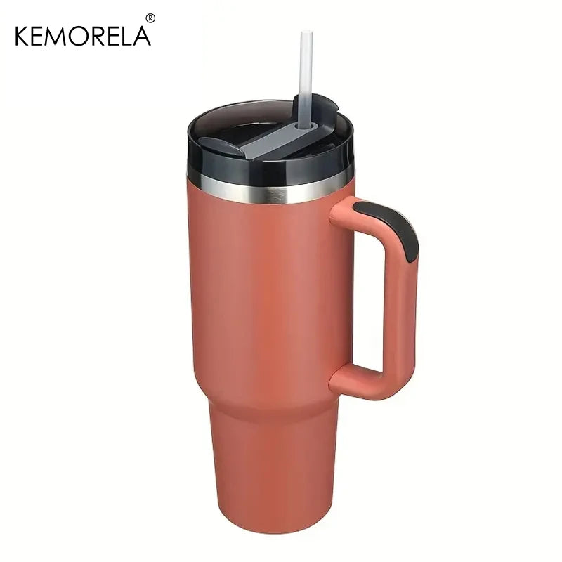 KEMORELA 30&40 oz Tumbler With Handle Lid Straw 887/1182ML Stainless Steel Water Bottle Vacuum Thermos Cup Travel Car Coffee Mug