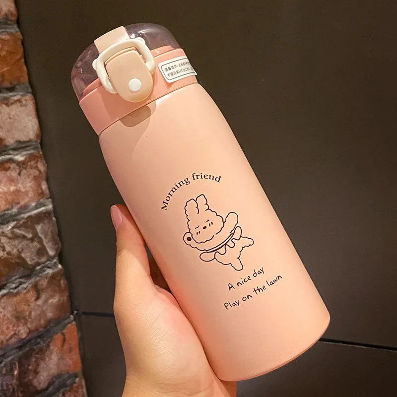 350ml Student Portable Thermal Water Bottle Children Insulated Cup Kids Stainless Steel Straw Water Thermos Mug vacuum flasks